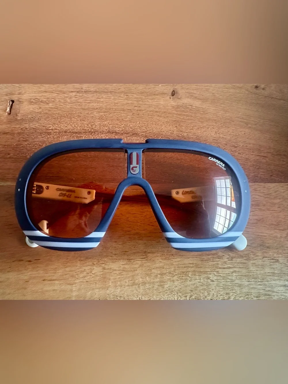 Carrera Men’s Blue Frame Sunglasses with Amber Lenses